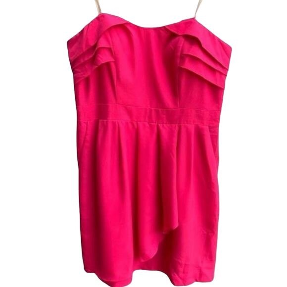 BCBGeneration Mini Dress Women's Size 10 Strapless Hot Pink Draped Night Out - Picture 1 of 4